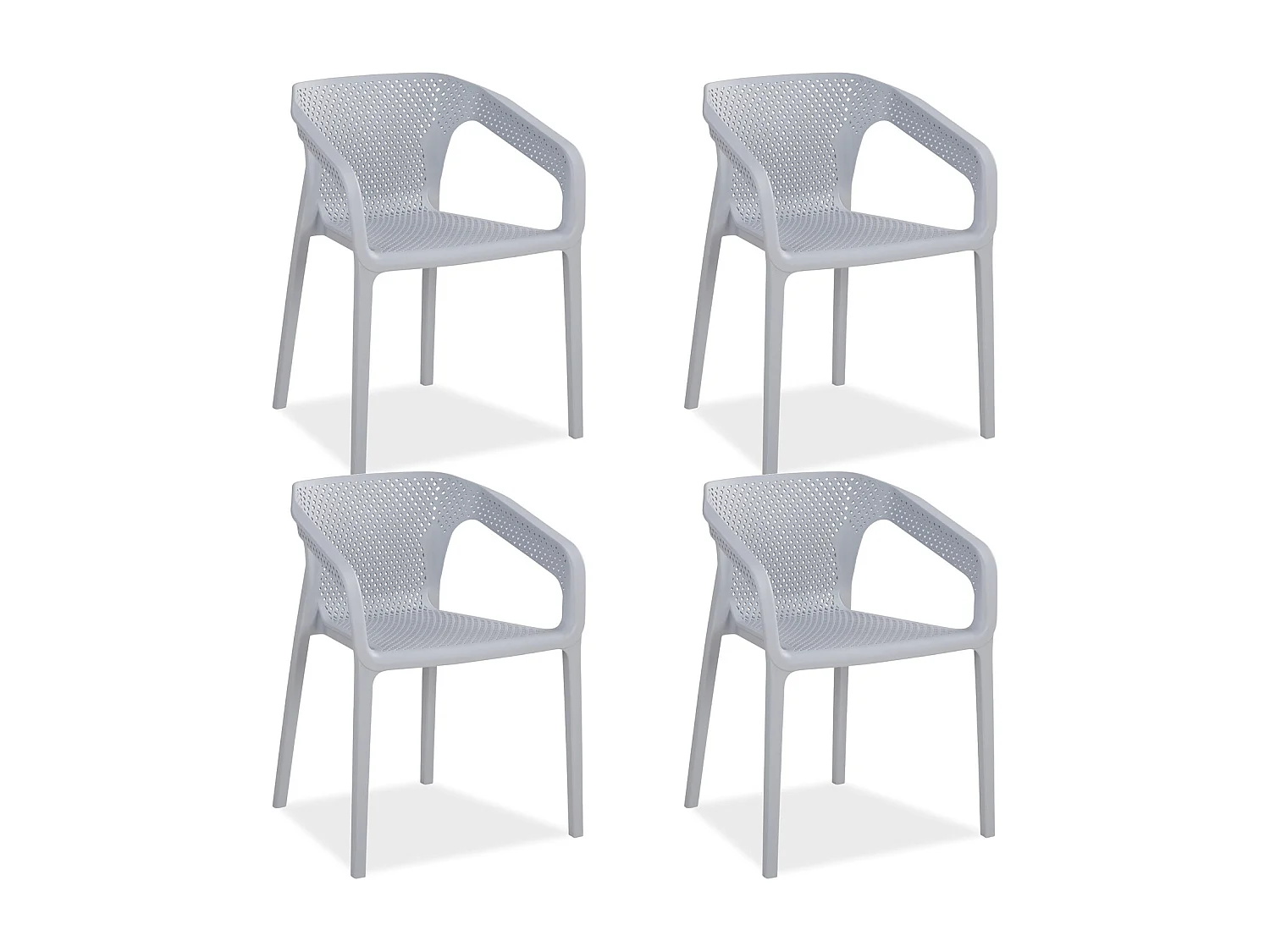 Silla de jardín 55x74,5x54 cm Gris Juego de 4