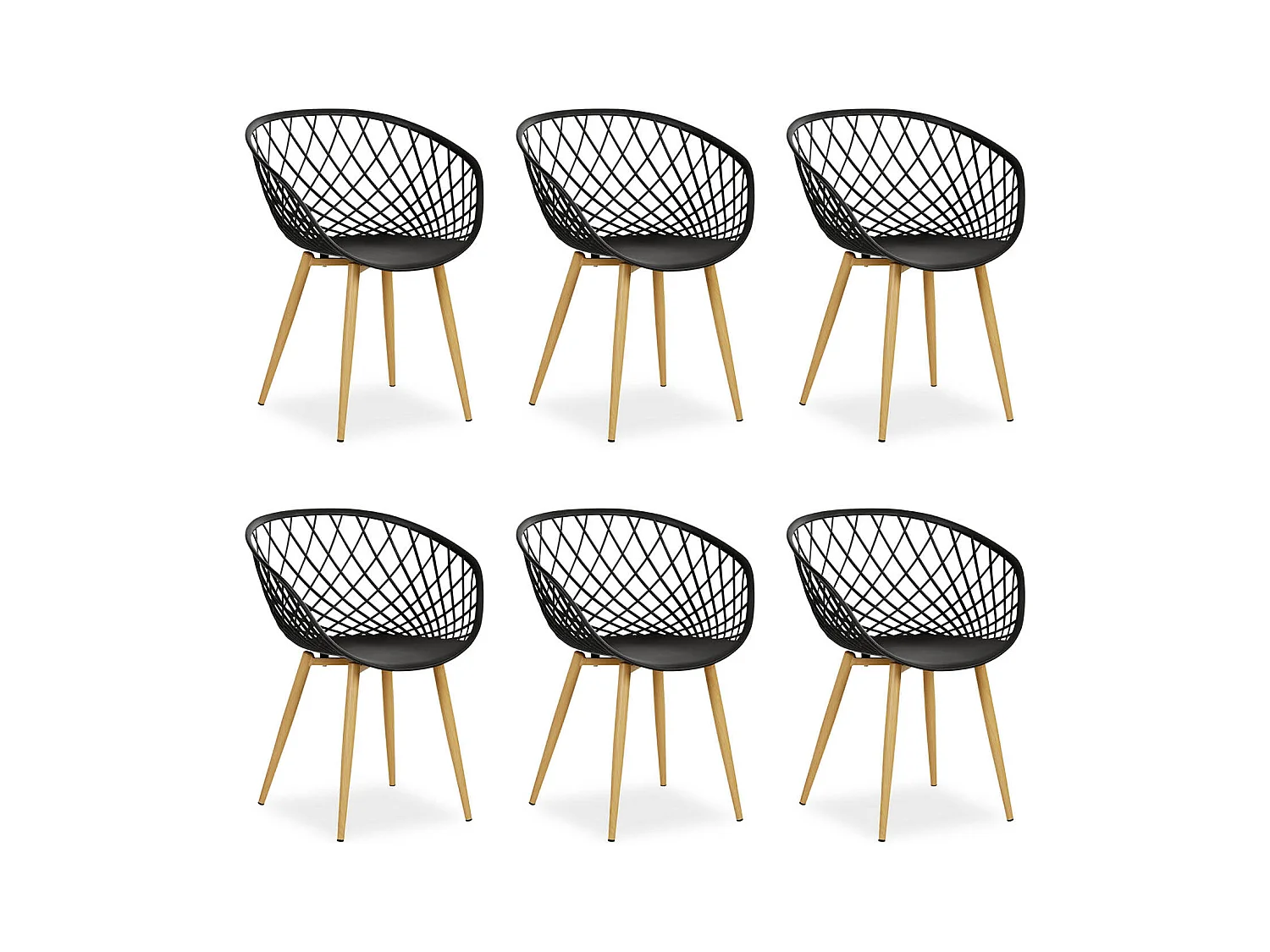 Tuinstoel 62x80x57 cm zwart Set van 6