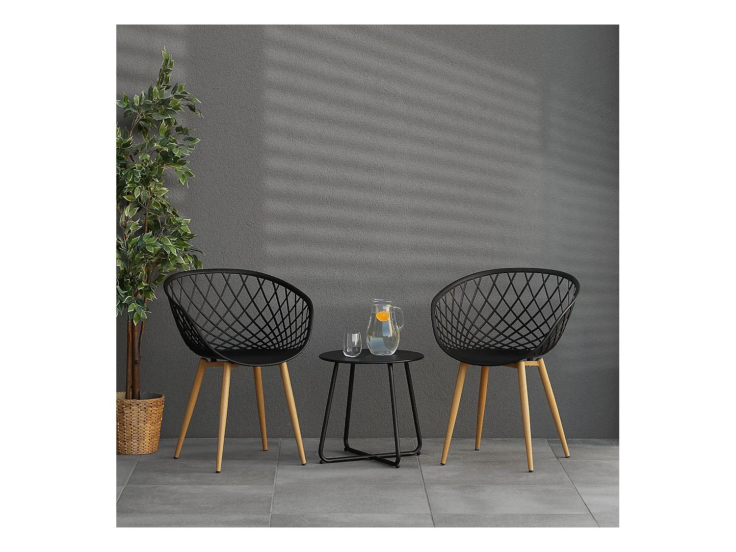 Chaise de jardin 62x80x57 cm noire Lot de 6