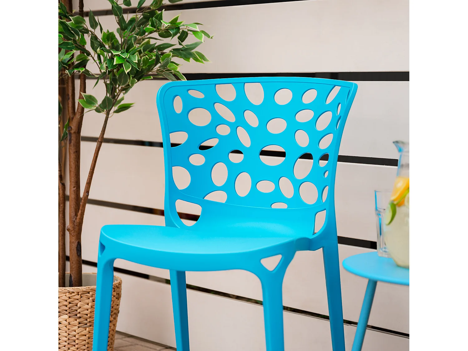 Conjunto de sillas de jardín 47x83x47 cm Azul Moderno