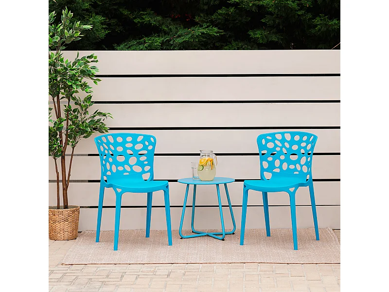 Gartenstuhl-Set 47x83x47 cm Blau Modern