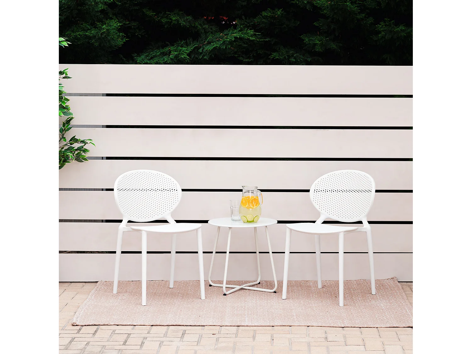 Tuinstoel 41x77,5x48 cm wit Set van 4