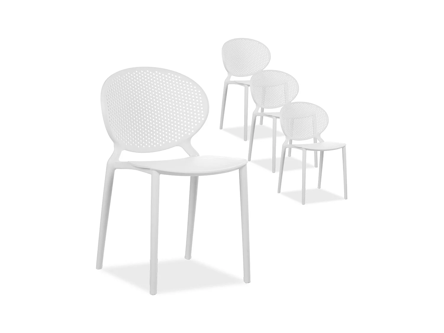 Tuinstoel 41x77,5x48 cm wit Set van 4