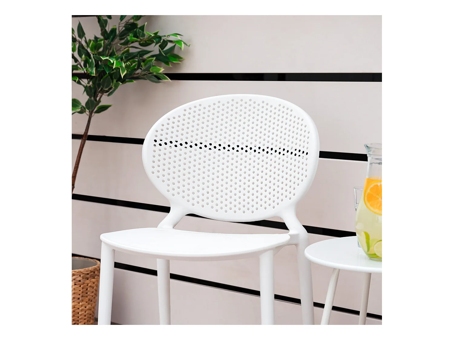 Tuinstoel 41x77,5x48 cm wit Set van 4