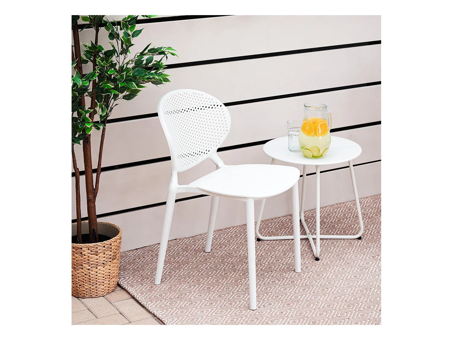 Tuinstoel 41x77,5x48 cm wit Set van 4