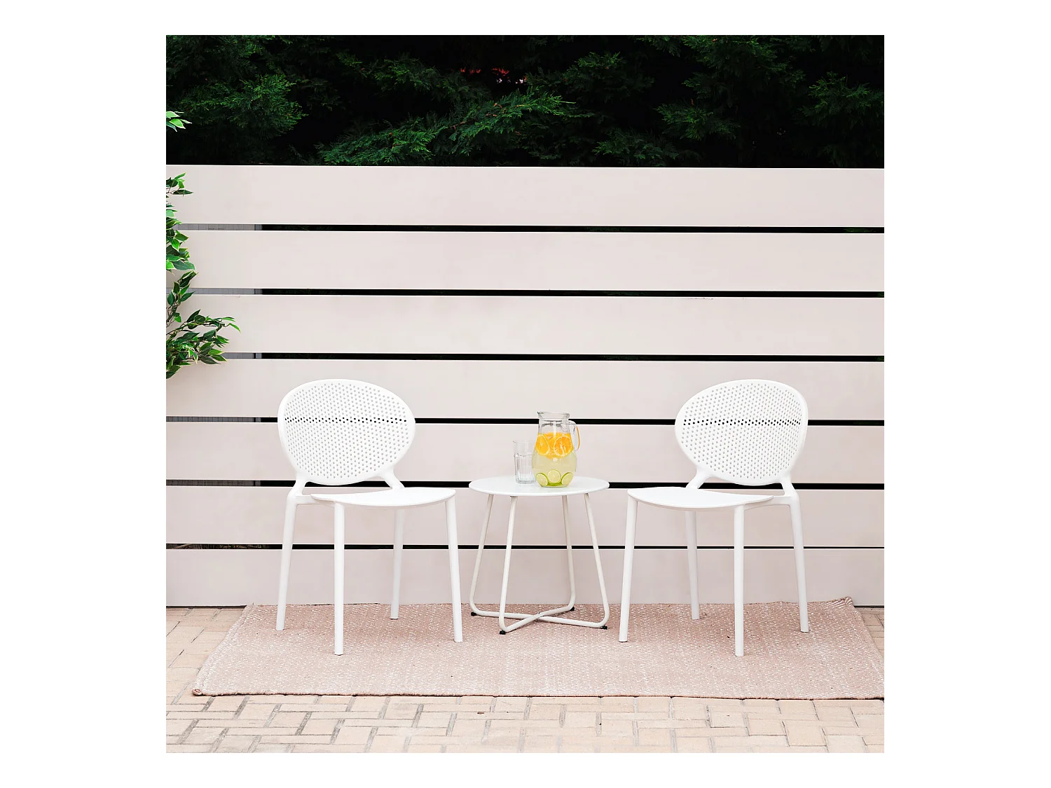 Chaise de jardin 41x77,5x48 cm blanche Lot de 4