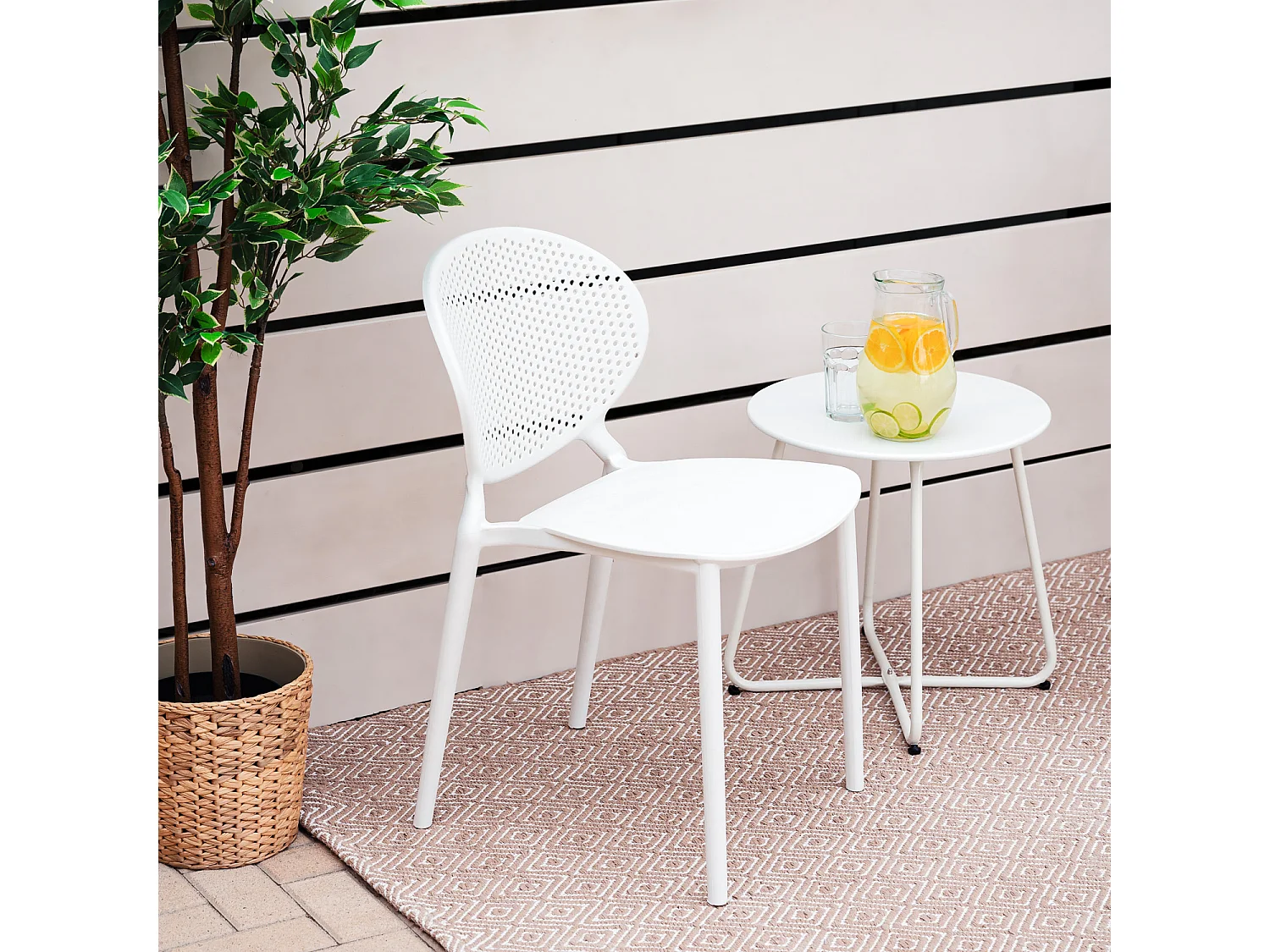 Sedia da giardino 41x77,5x48 cm bianca Set di 4