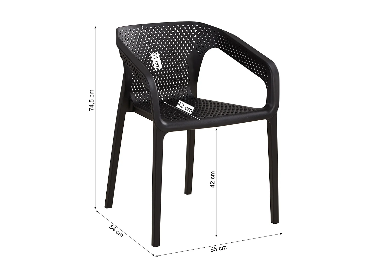 Sedia da giardino 55x74,5x54 cm nero