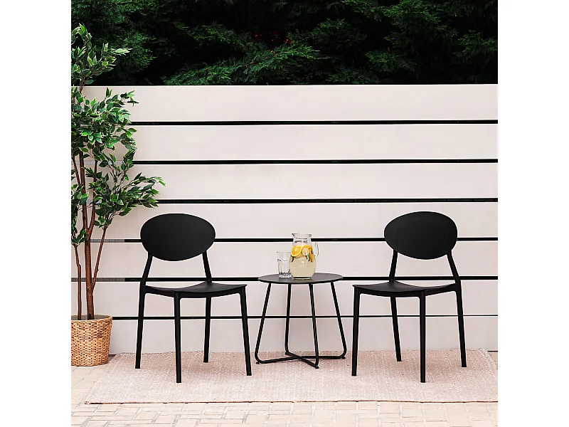 Conjunto de sillas de jardín 41x80.5x51 cm Negro