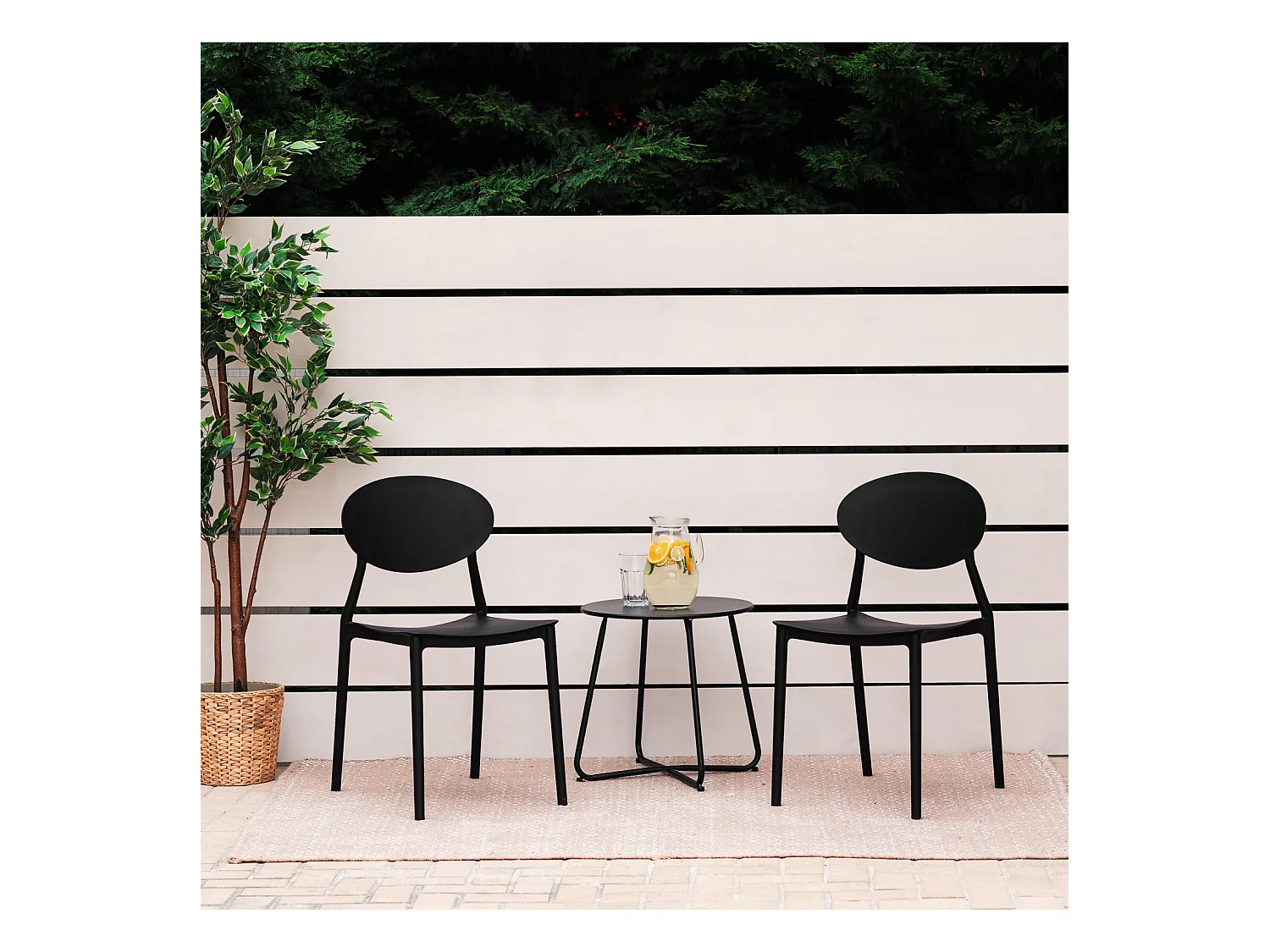 Ensemble de chaises de jardin 41x80.5x51 cm Noir