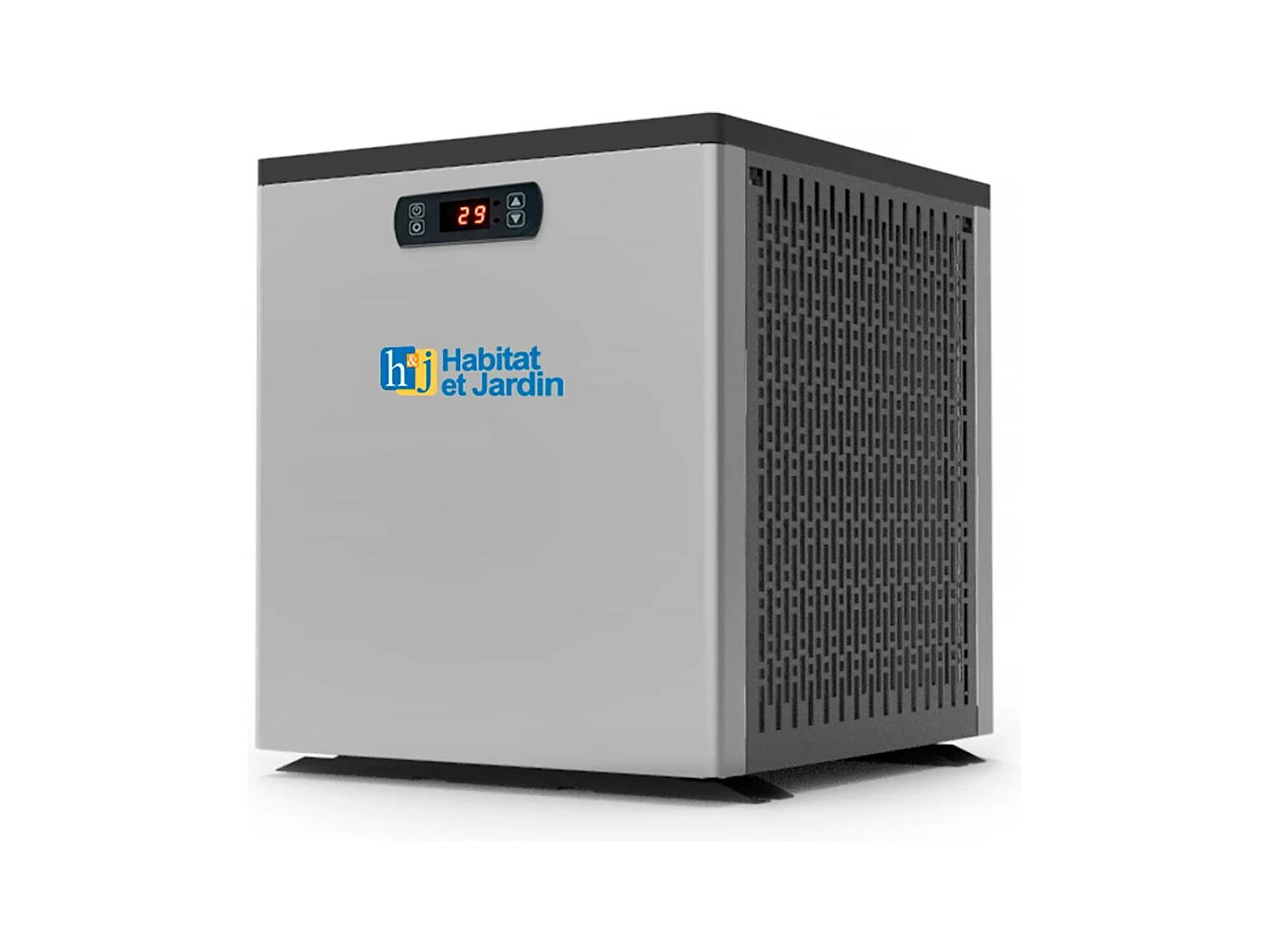 Piscine bois rectangle " Caimans 140 " - 4.10 x 3.00 x 1.39  m + Mini pompe à chaleur 3.5kW - Métal - Gris