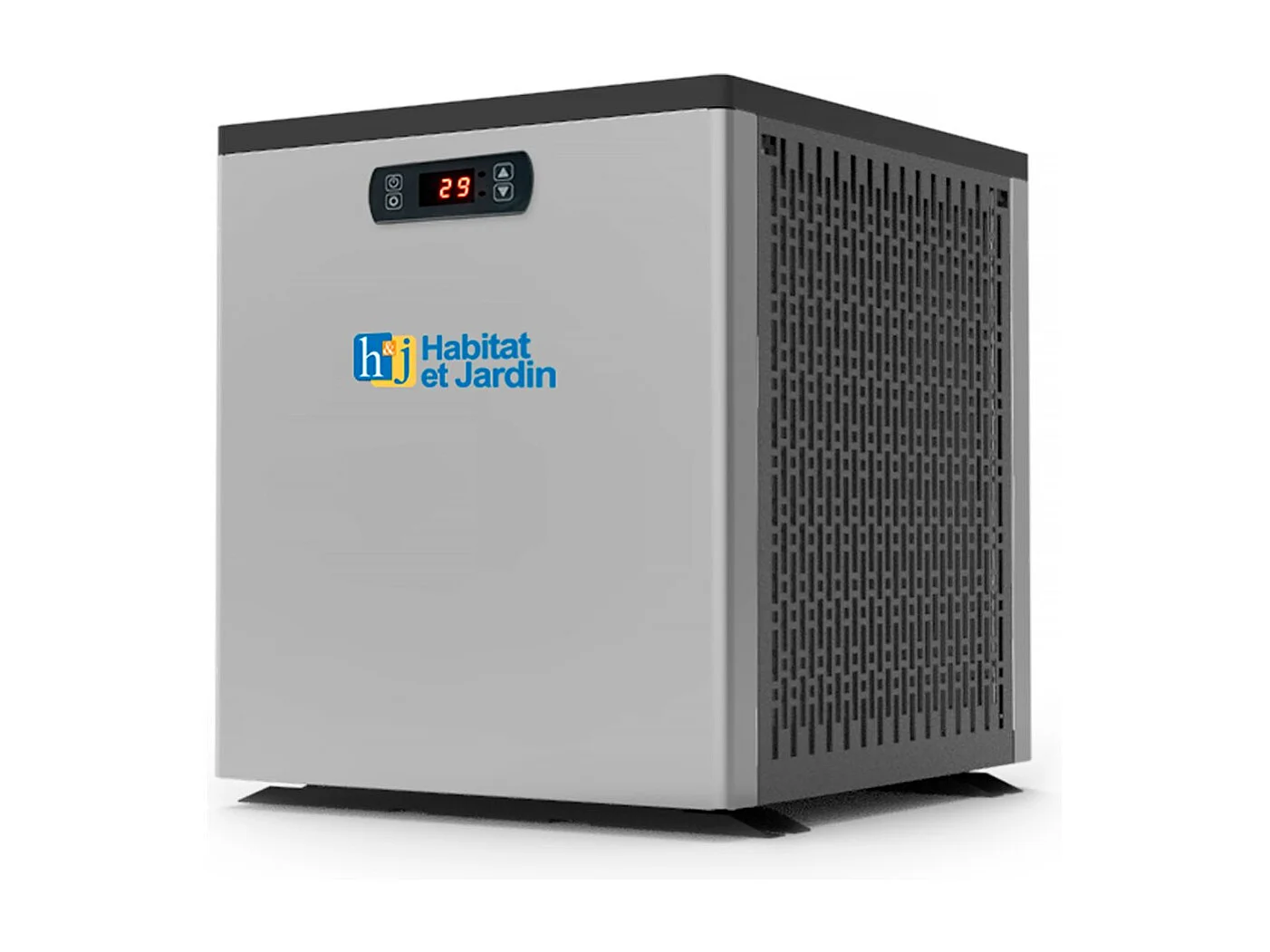 Piscine bois rectangle " Caimans 140 " - 4.10 x 3.00 x 1.39  m + Mini pompe à chaleur 3.5kW - Métal - Gris