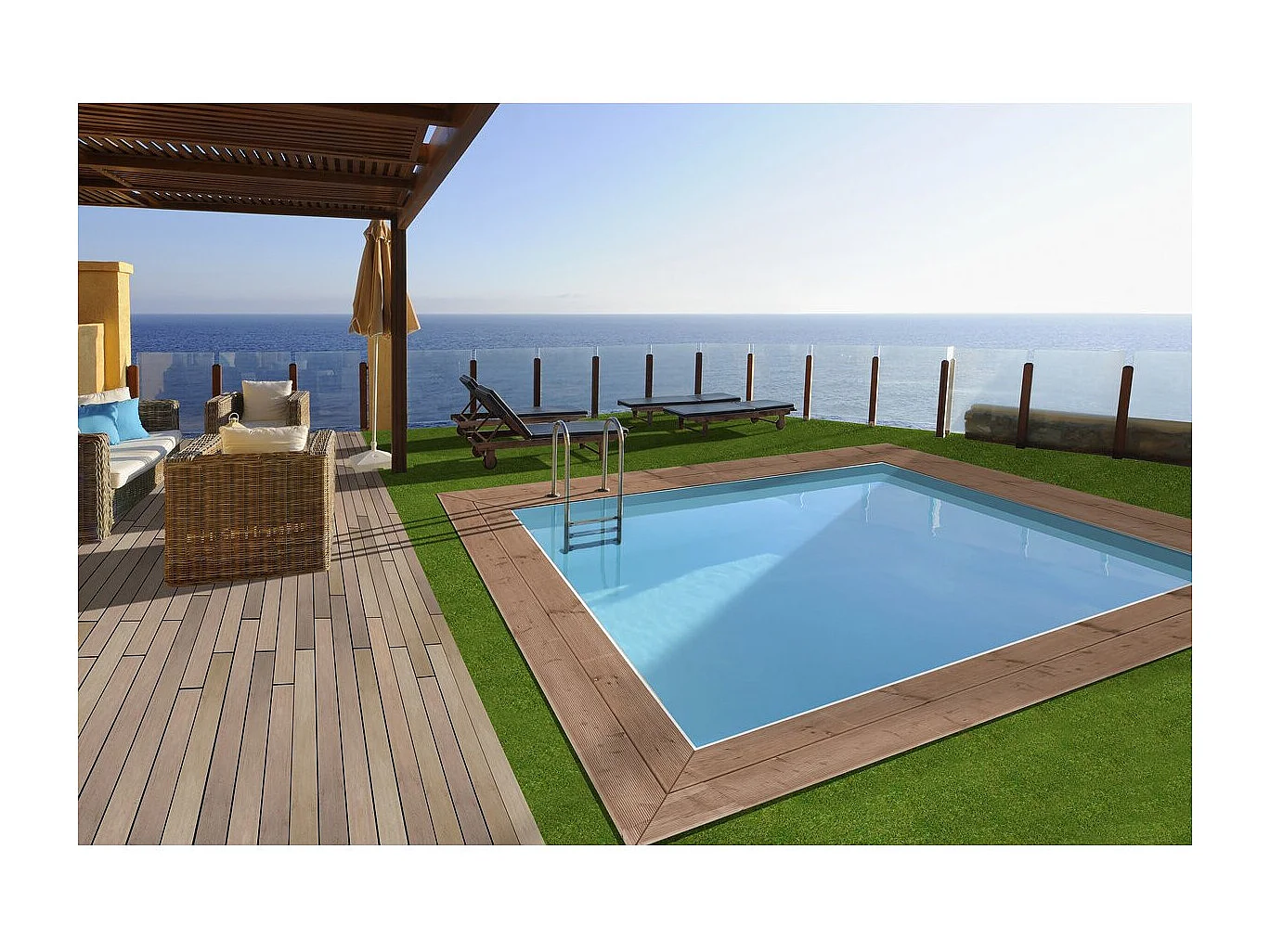 Piscine bois rectangle " Caimans 140 " - 4.10 x 3.00 x 1.39  m + Pompe à chaleur  3.5 kw/h - Hayward - "Micro" - Noir