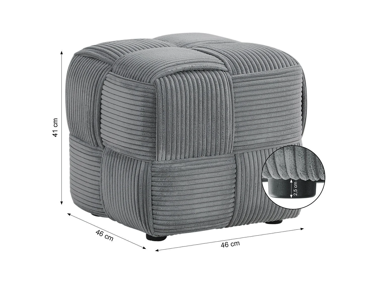 Repose-pieds 46x41x46 cm gris