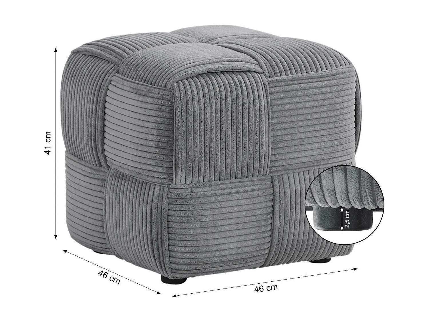 Repose-pieds 46x41x46 cm gris