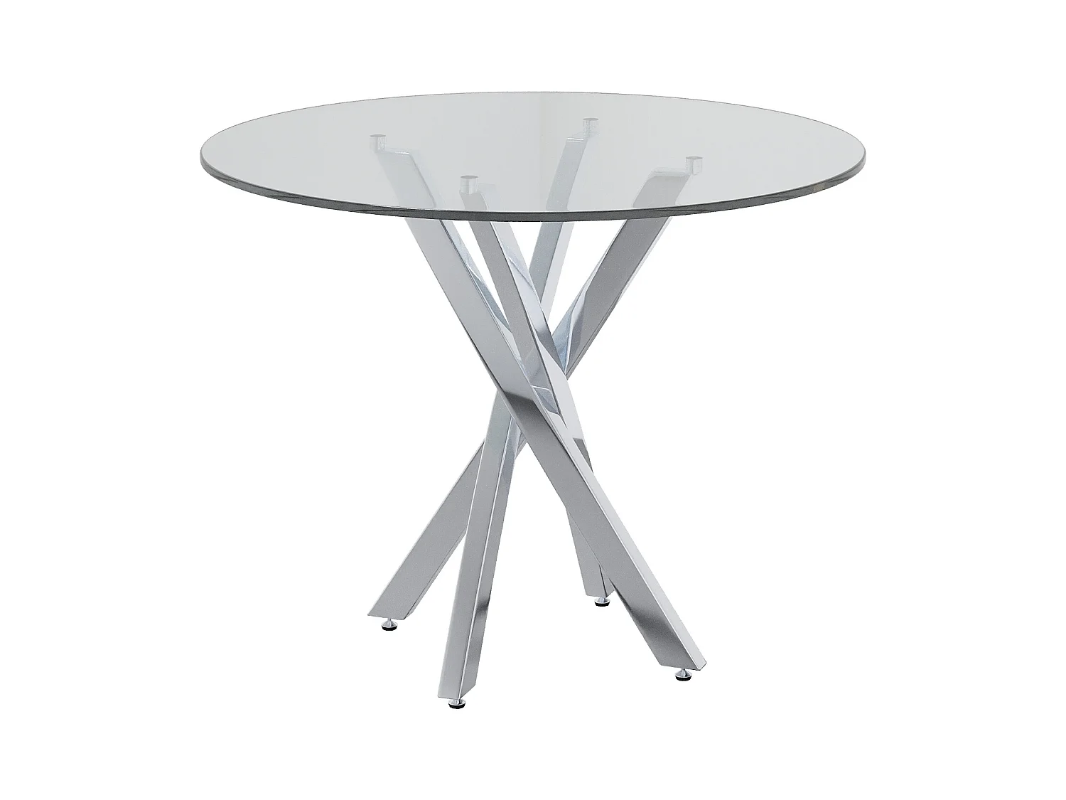 Ensemble table à manger avec 2 chaises - Table en verre transparent et chaises noir- pieds argentés