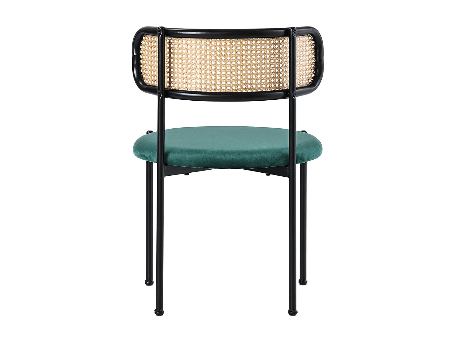 Ensemble table à manger avec 2 chaises - Table en verre transparent et chaises vert- pieds argentés