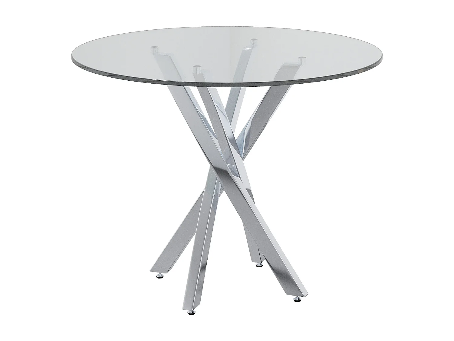 Ensemble table à manger avec 2 chaises - Table en verre transparent et chaises vert- pieds argentés