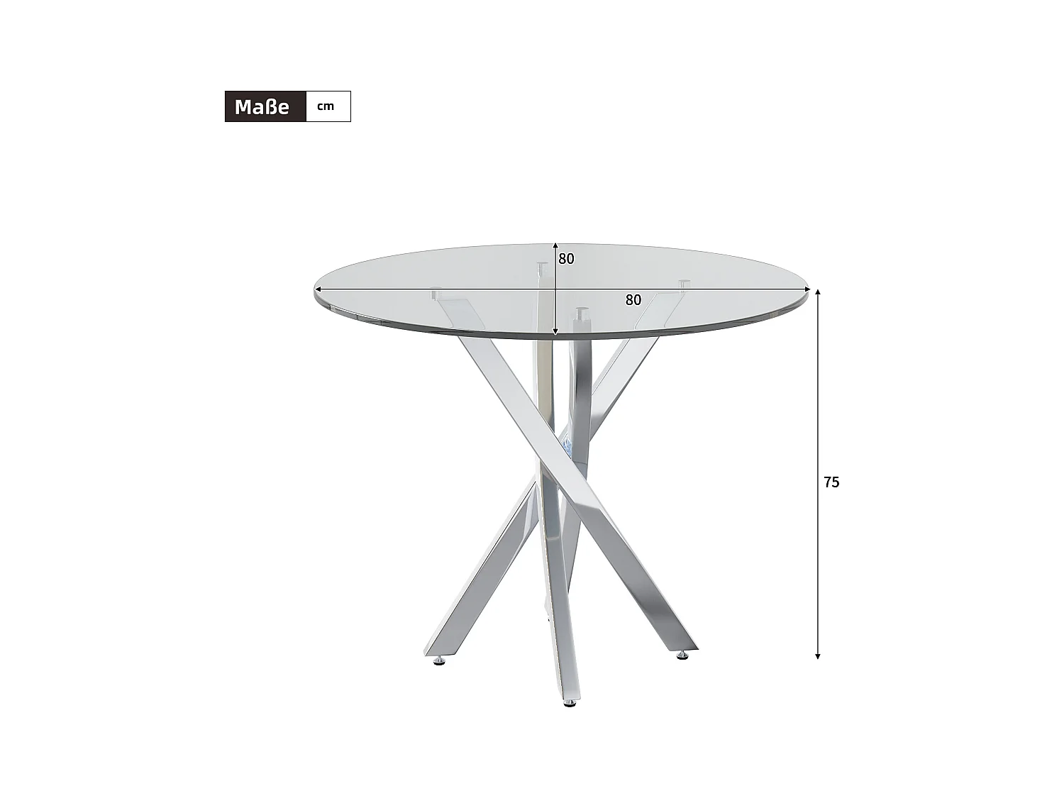 Ensemble table à manger avec 2 chaises - Table en verre transparent et chaises grises - pieds argentés