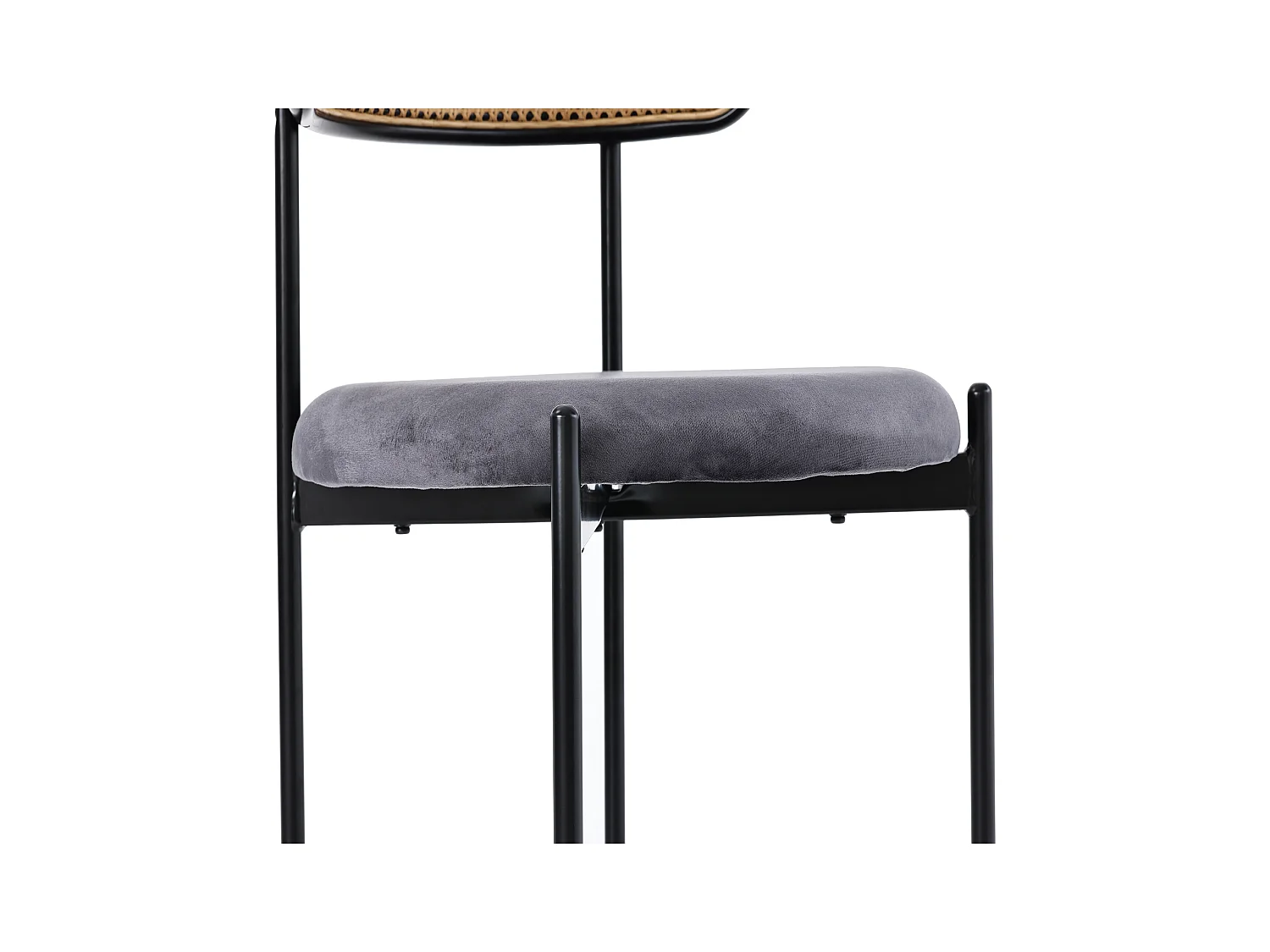 Ensemble table à manger avec 2 chaises - Table en verre transparent et chaises grises - pieds argentés