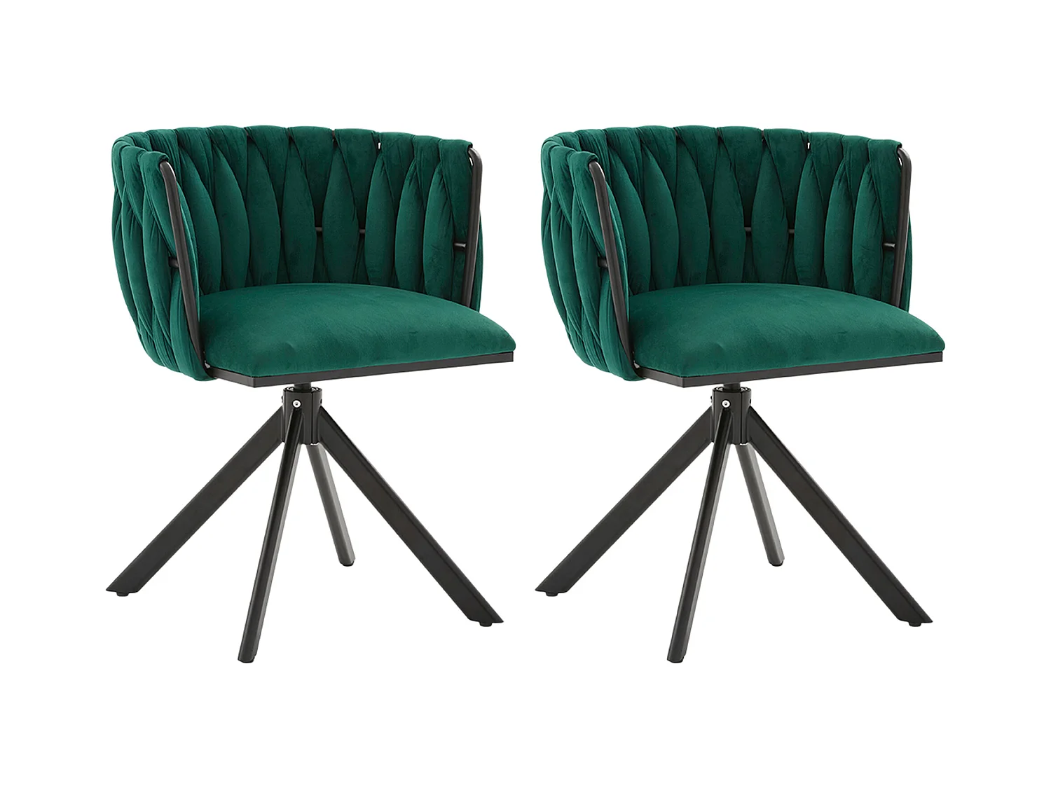 Lot de 2 chaises de salle à manger à hauteur réglable - Fauteuil pivotant avec pieds réglables noirs - velours vert