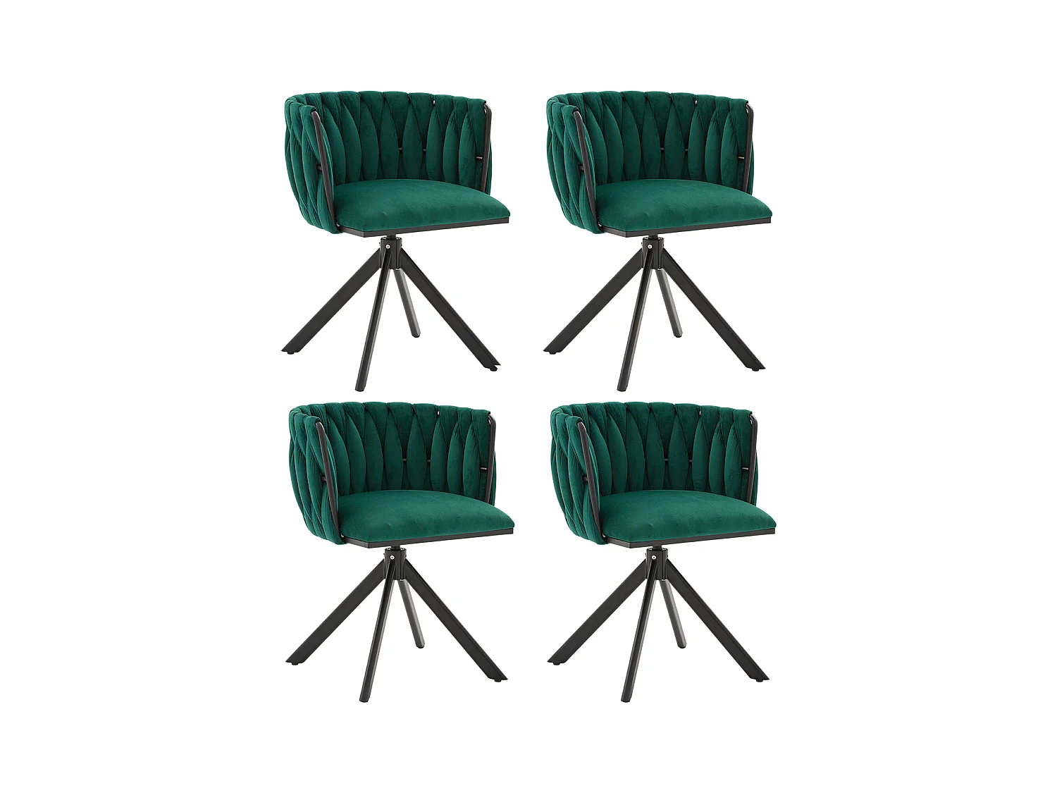 Lot de 2 chaises de salle à manger à hauteur réglable - Fauteuil pivotant avec pieds réglables noirs - velours vert
