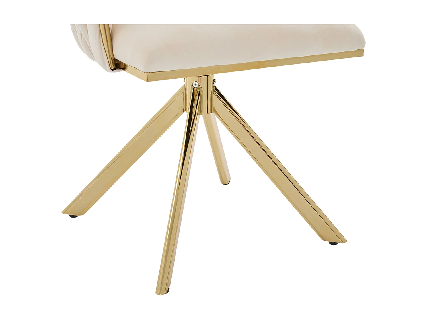 Lot de 2 chaises de salle à manger à hauteur réglable - Fauteuil pivotant et pieds réglables dorés - velours ivoire