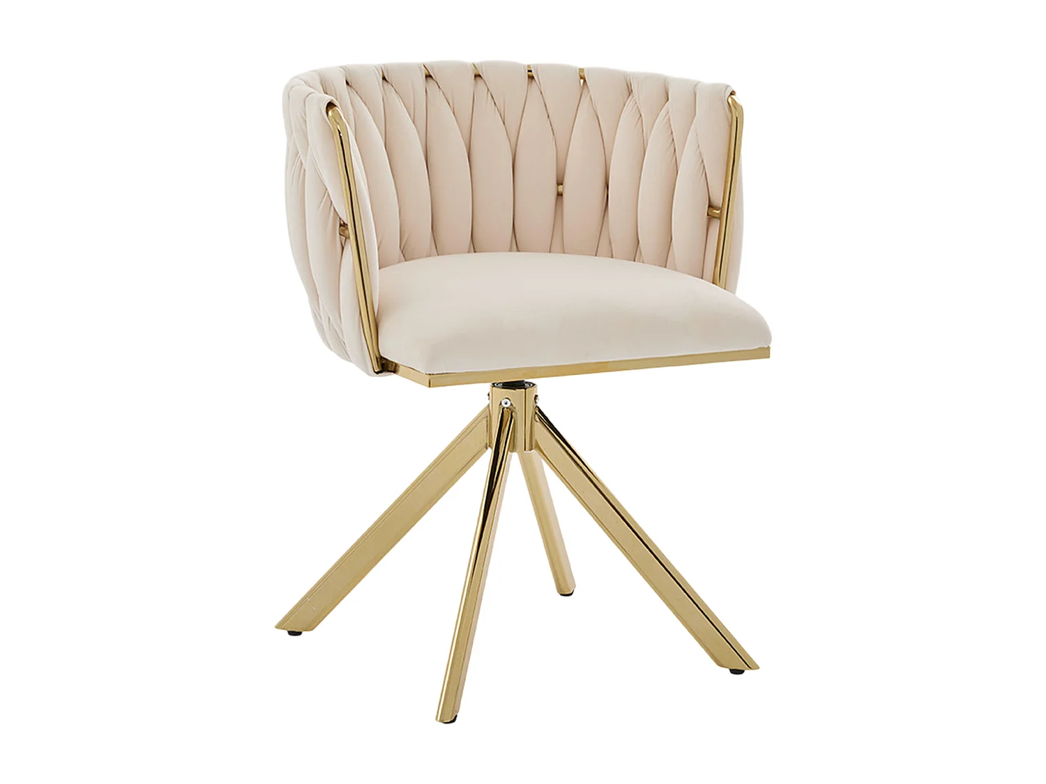 Lot de 2 chaises de salle à manger à hauteur réglable - Fauteuil pivotant et pieds réglables dorés - velours ivoire