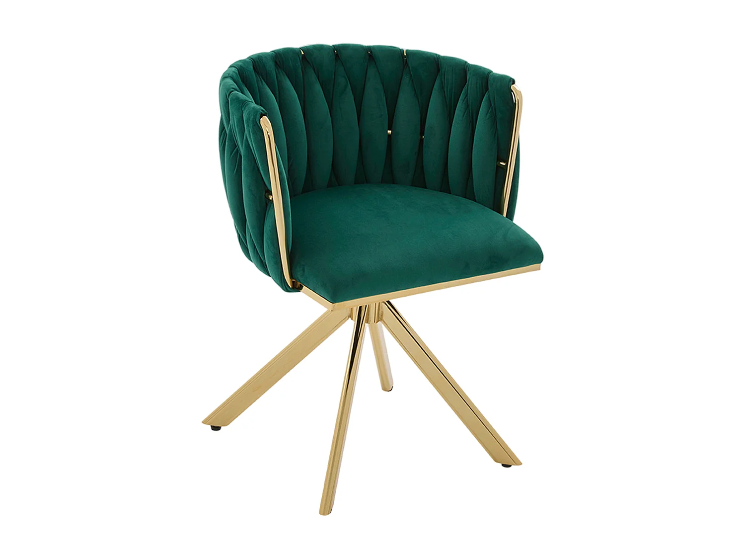 Juego de 2 sillas de comedor de altura regulable - Sillón giratorio con patas ajustables doradas - Terciopelo verde
