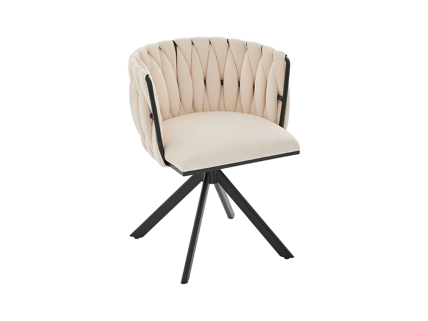 Lot de 2 chaises de salle à manger à hauteur réglable - Fauteuil pivotant avec pieds réglables noirs - velours ivoire