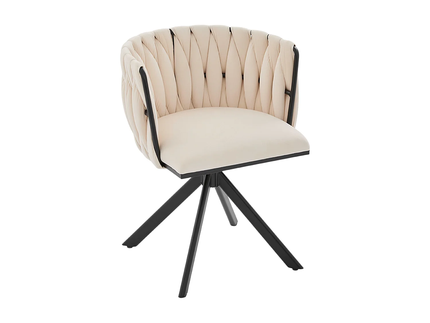 Lot de 2 chaises de salle à manger à hauteur réglable - Fauteuil pivotant avec pieds réglables noirs - velours ivoire