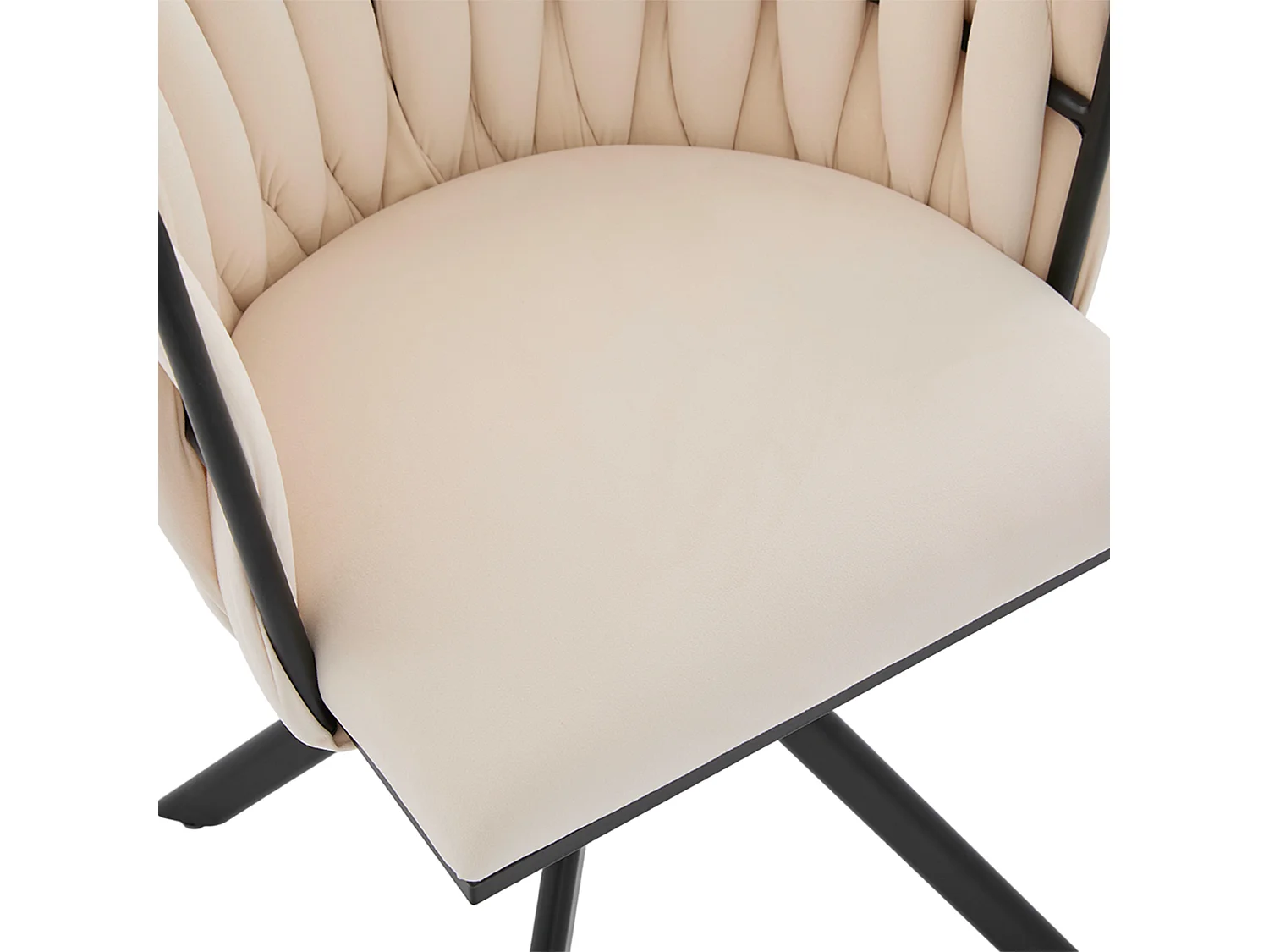 Lot de 2 chaises de salle à manger à hauteur réglable - Fauteuil pivotant avec pieds réglables noirs - velours ivoire