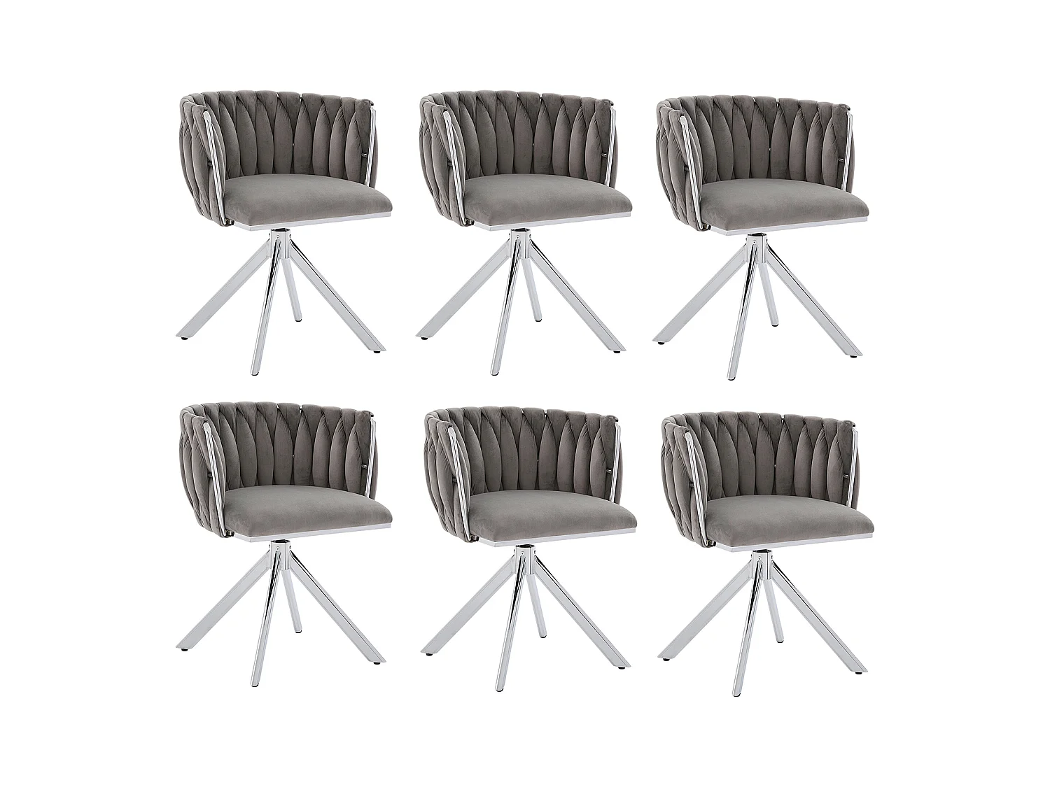 Lot de 2 chaises de salle à manger à hauteur réglable - Fauteuil pivotant avec pieds argentés réglables - velours gris