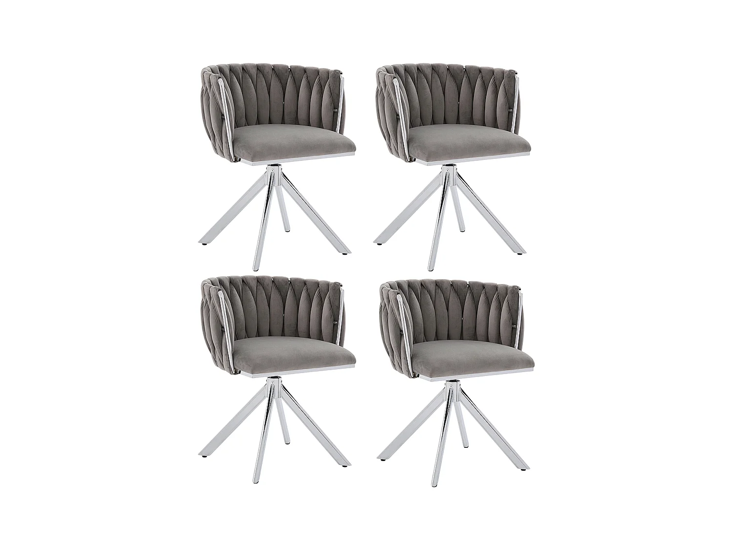 Lot de 2 chaises de salle à manger à hauteur réglable - Fauteuil pivotant avec pieds argentés réglables - velours gris