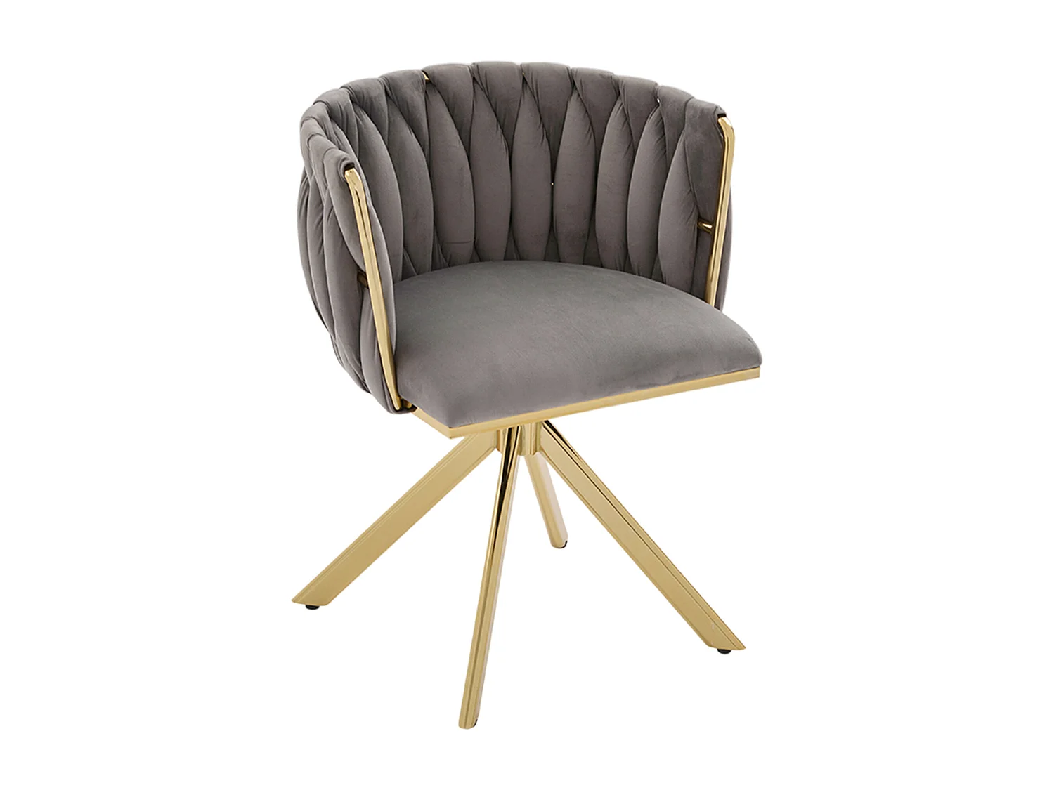 Lot de 2 chaises de salle à manger à hauteur réglable - Fauteuil pivotant et pieds réglables dorés - velours gris