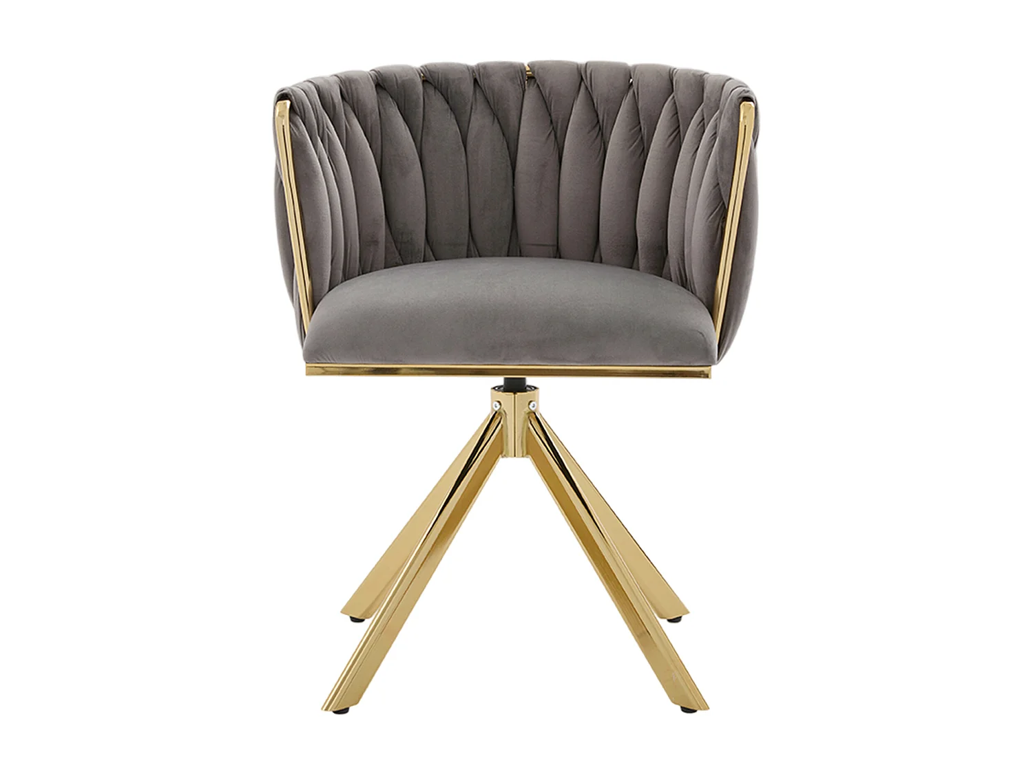 Lot de 2 chaises de salle à manger à hauteur réglable - Fauteuil pivotant et pieds réglables dorés - velours gris