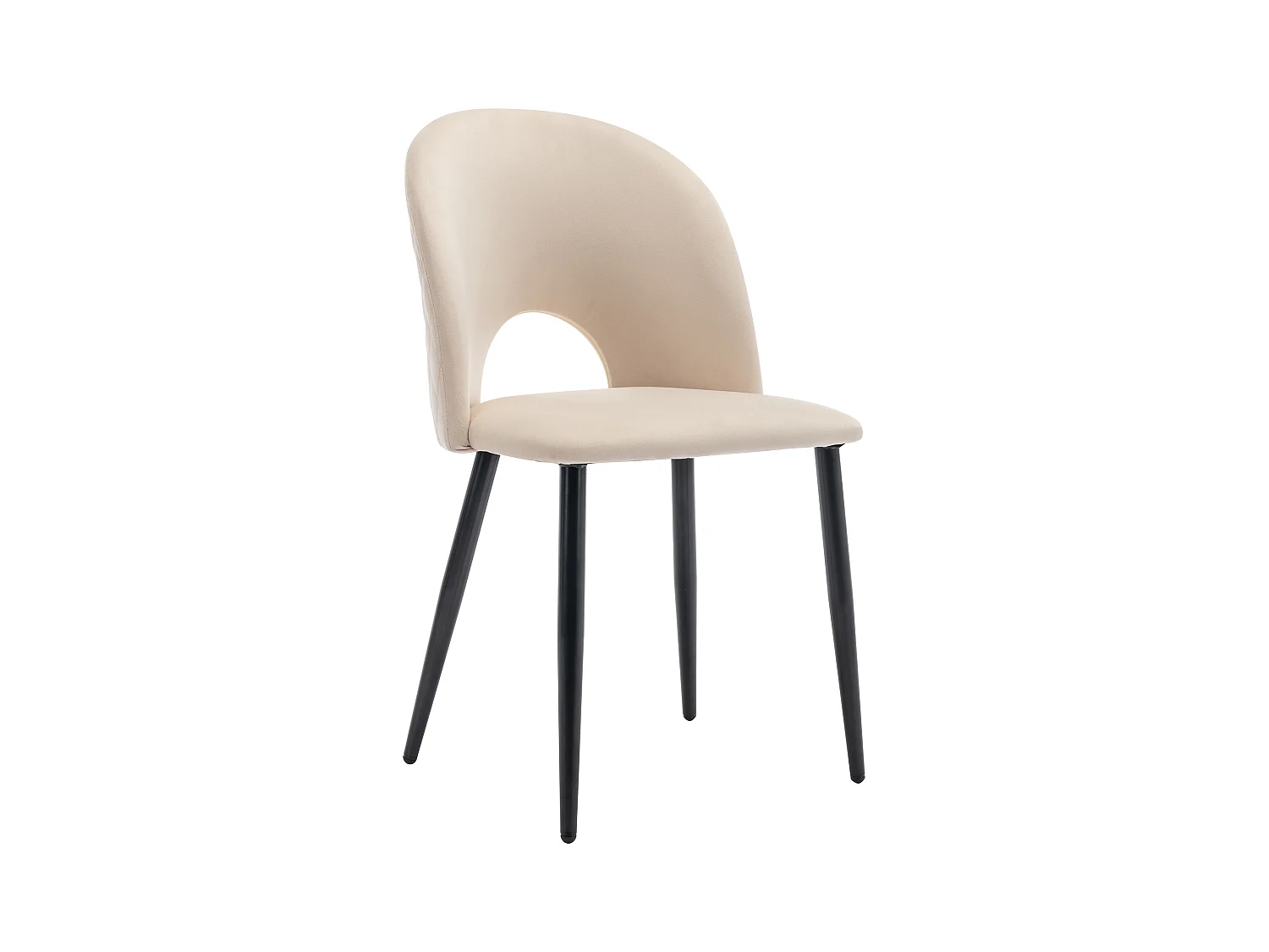 Lot de 4 chaises de salle à manger - Chaises avec dossier et pieds réglables - coutures losanges - velours beige