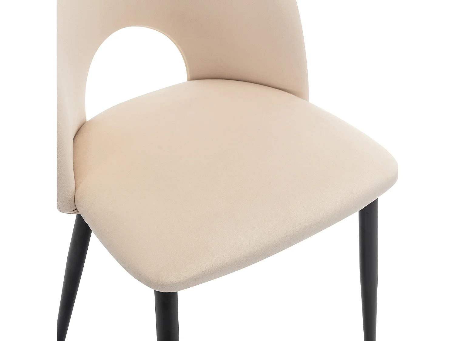 Lot de 4 chaises de salle à manger - Chaises avec dossier et pieds réglables - coutures losanges - velours beige