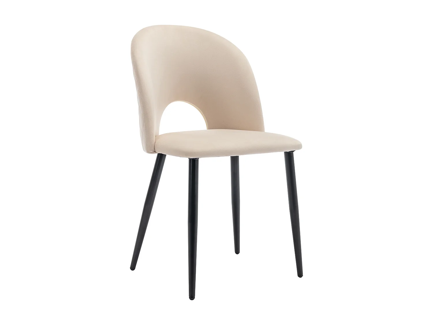 Lot de 4 chaises de salle à manger - Chaises avec dossier et pieds réglables - coutures losanges - velours beige