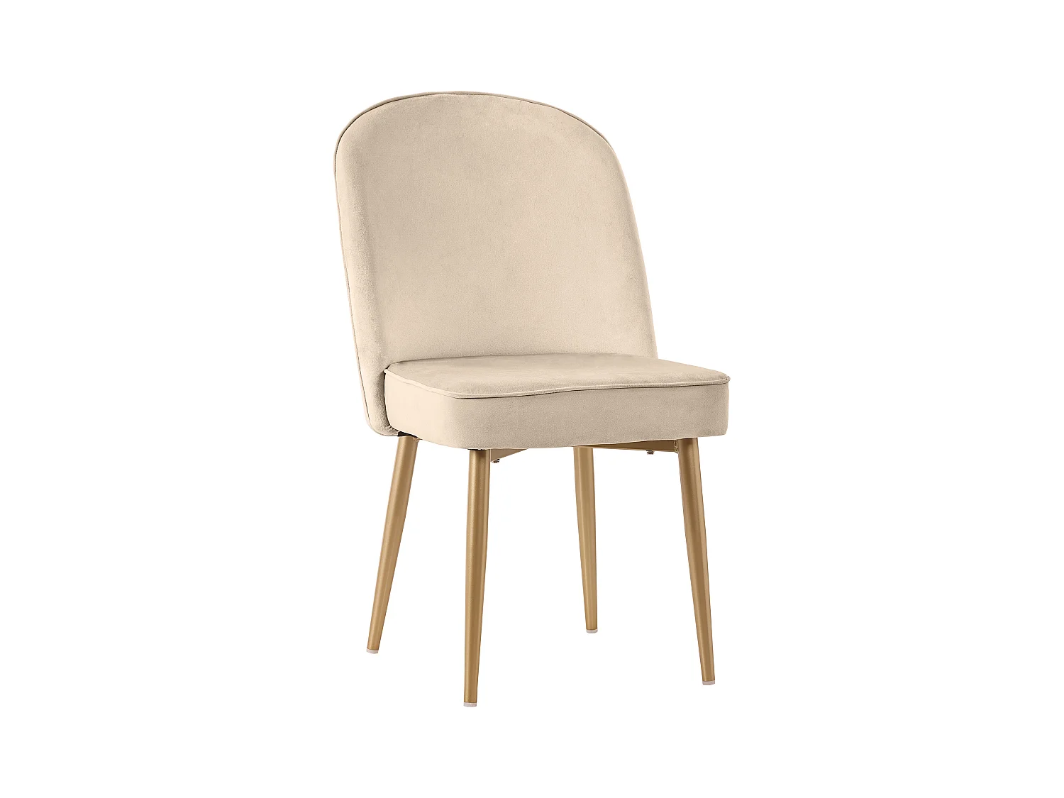 Lot de 2 chaises de salle à manger - Chaises de salle à manger avec dossier et pieds en métal doré - pieds antidérapants - velours beige