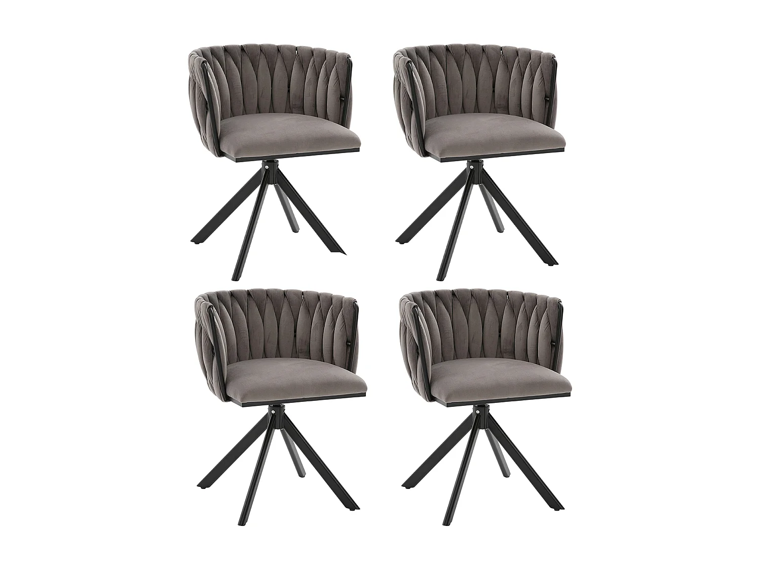 Lot de 2 chaises de salle à manger à hauteur réglable - Fauteuil pivotant avec pieds réglables noirs - velours gris