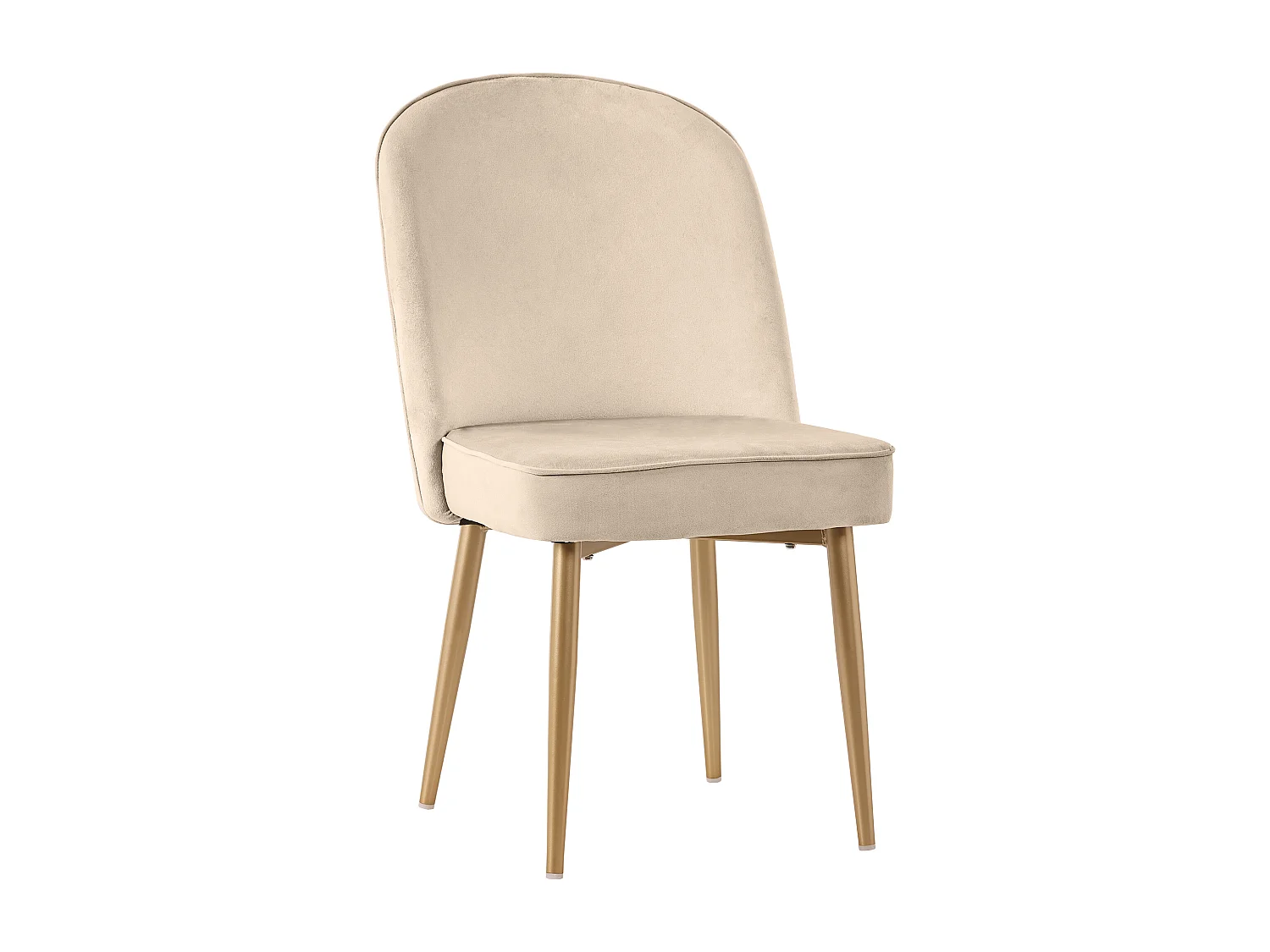 Lot de 4 chaises de salle à manger - Chaises de salle à manger avec dossier et pieds en métal doré - pieds antidérapants - velours beige