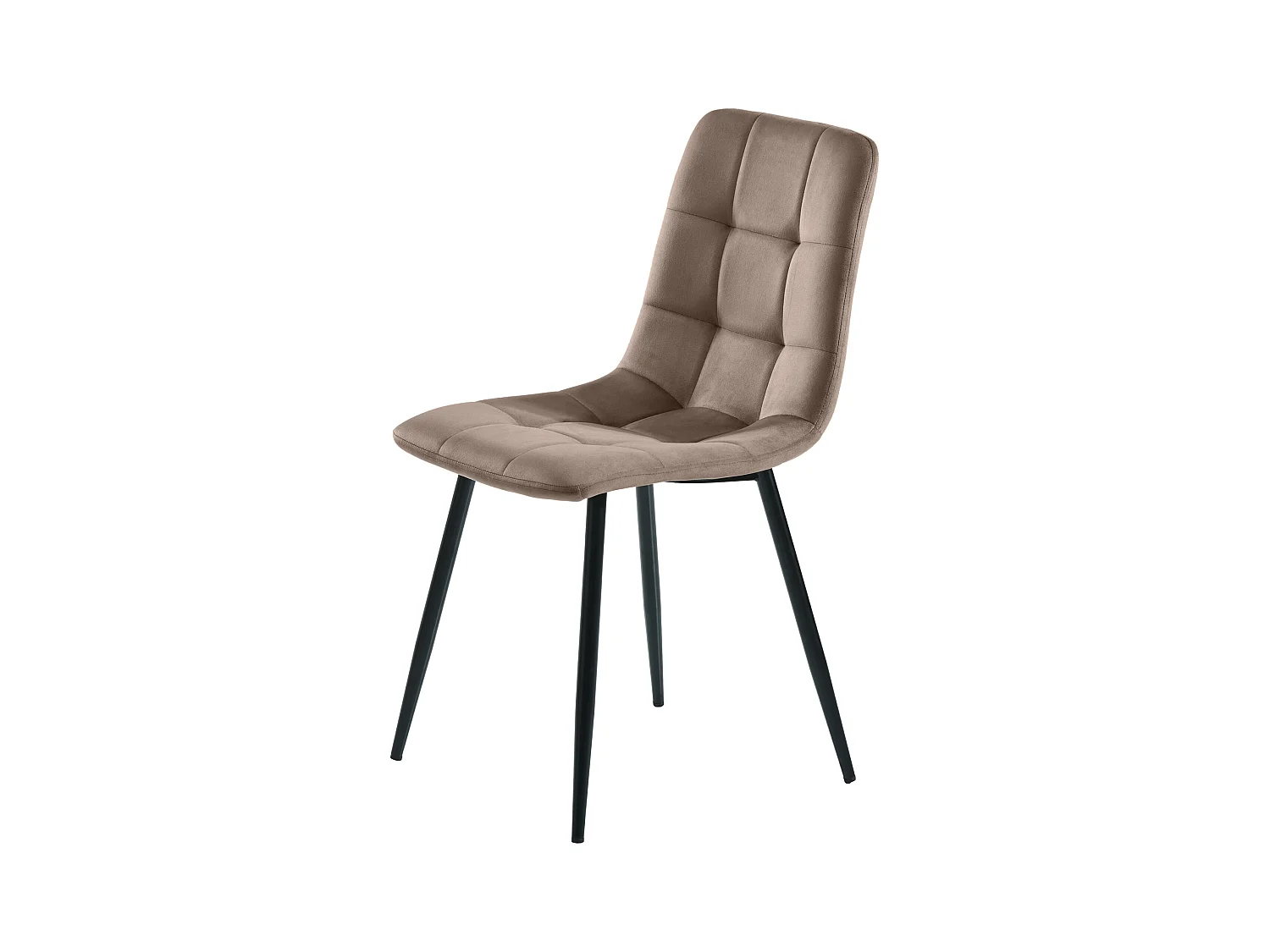 Set van 4 eetkamerstoelen - Stoelen met gewatteerde rugleuningen en metalen poten - bruin fluweel