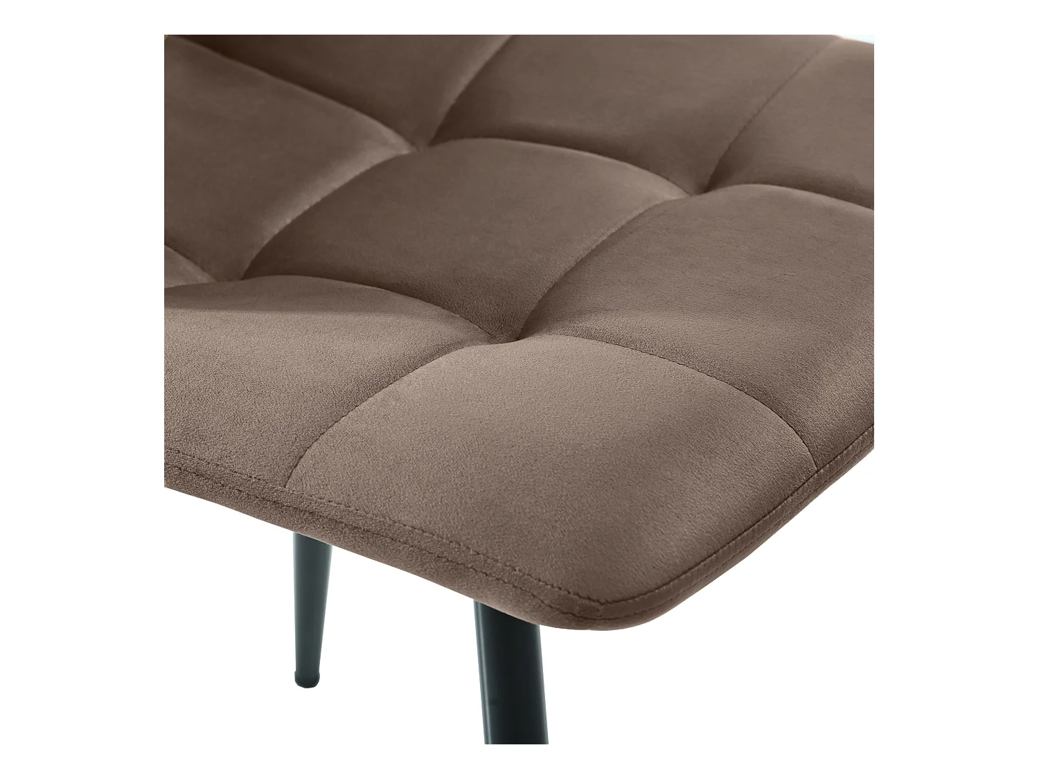 Set van 4 eetkamerstoelen - Stoelen met gewatteerde rugleuningen en metalen poten - bruin fluweel