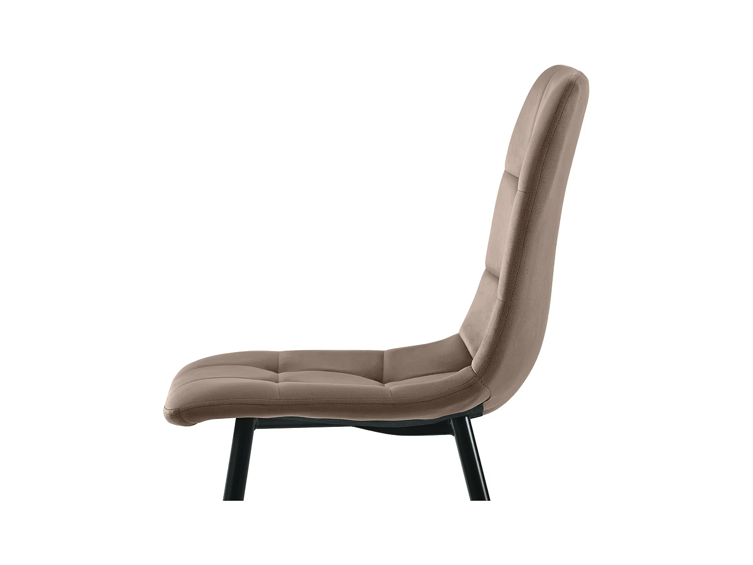 Set van 4 eetkamerstoelen - Stoelen met gewatteerde rugleuningen en metalen poten - bruin fluweel