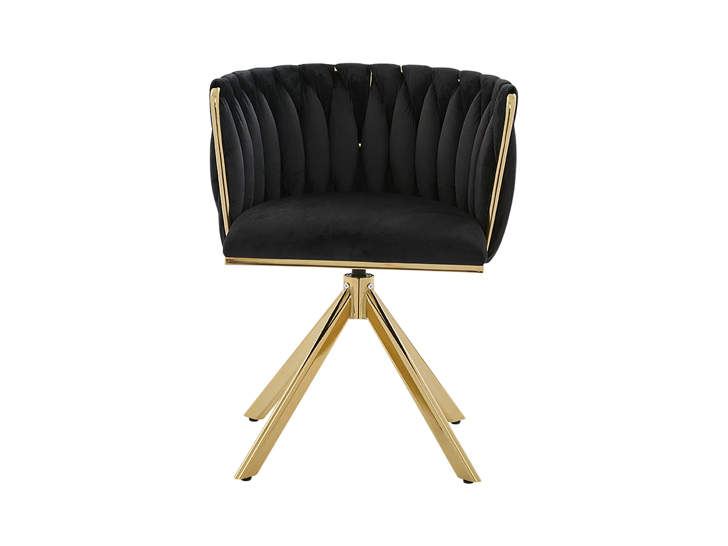 Lot de 2 chaises de salle à manger à hauteur réglable - Fauteuil pivotant et pieds réglables dorés - velours noir