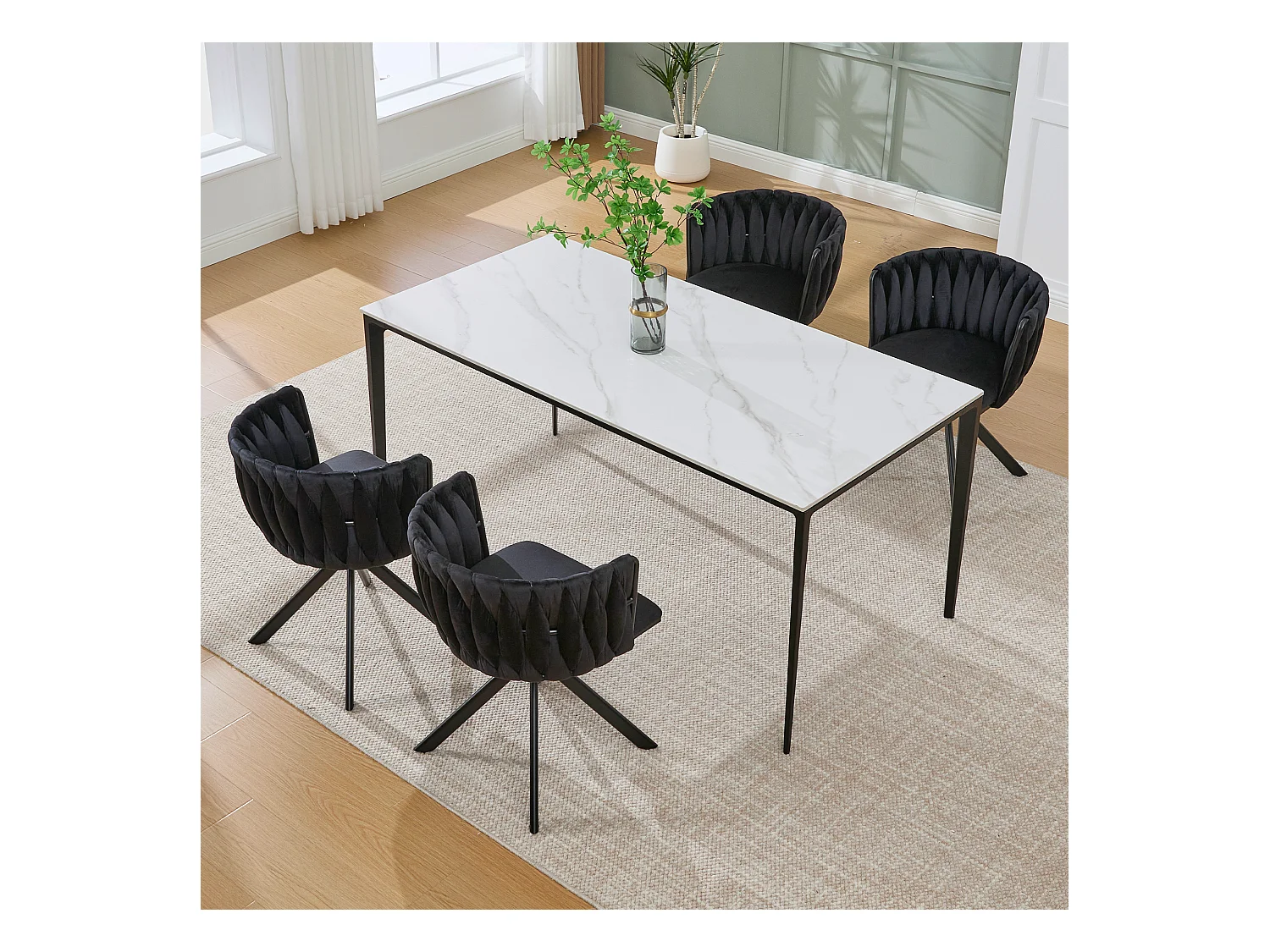 Lot de 2 chaises de salle à manger à hauteur réglable - Fauteuil pivotant avec pieds réglables noirs - velours noir