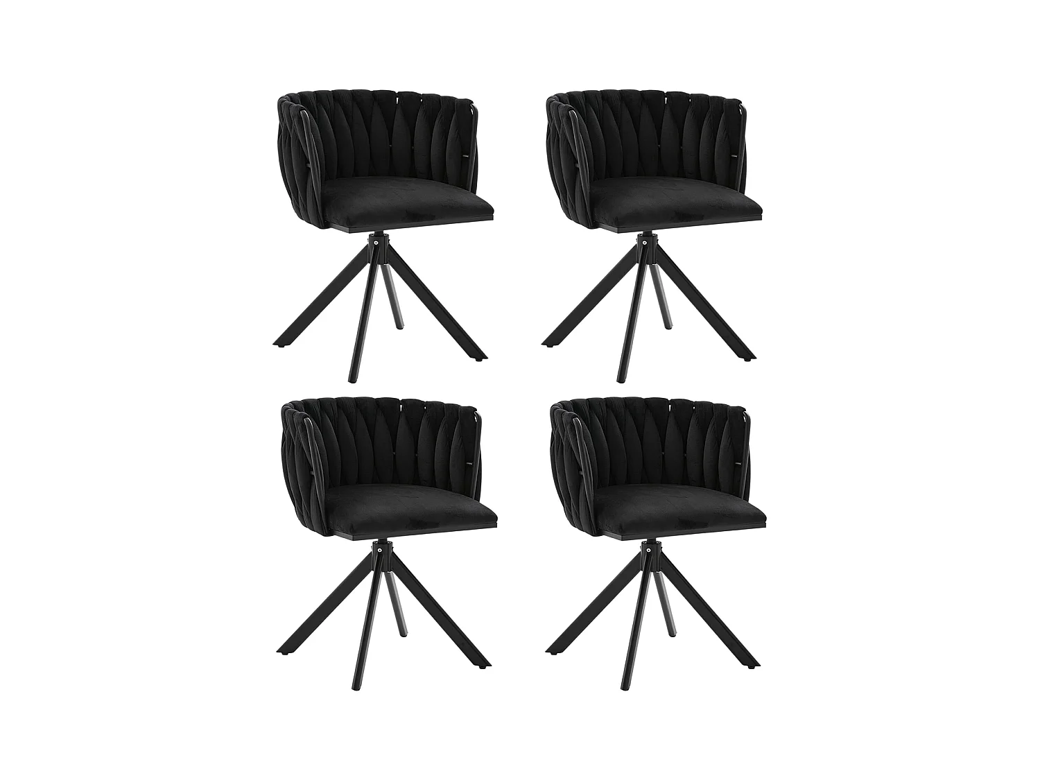 Lot de 2 chaises de salle à manger à hauteur réglable - Fauteuil pivotant avec pieds réglables noirs - velours noir