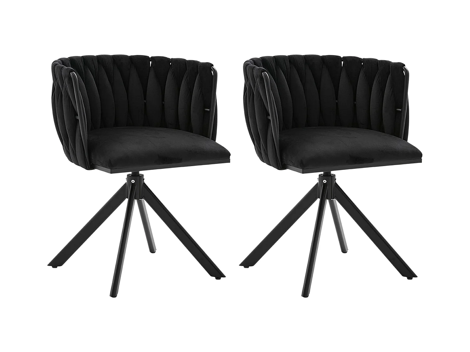 Lot de 2 chaises de salle à manger à hauteur réglable - Fauteuil pivotant avec pieds réglables noirs - velours noir