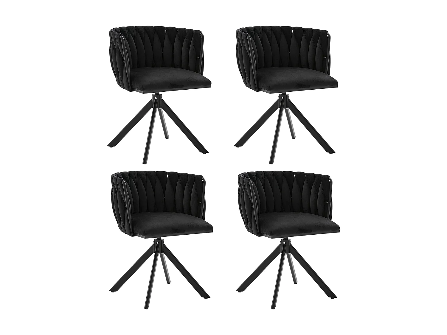 Lot de 2 chaises de salle à manger à hauteur réglable - Fauteuil pivotant avec pieds réglables noirs - velours noir